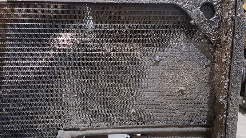 Radiator clogged with grease