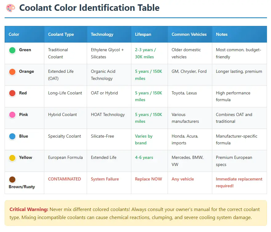 radiator fluid color