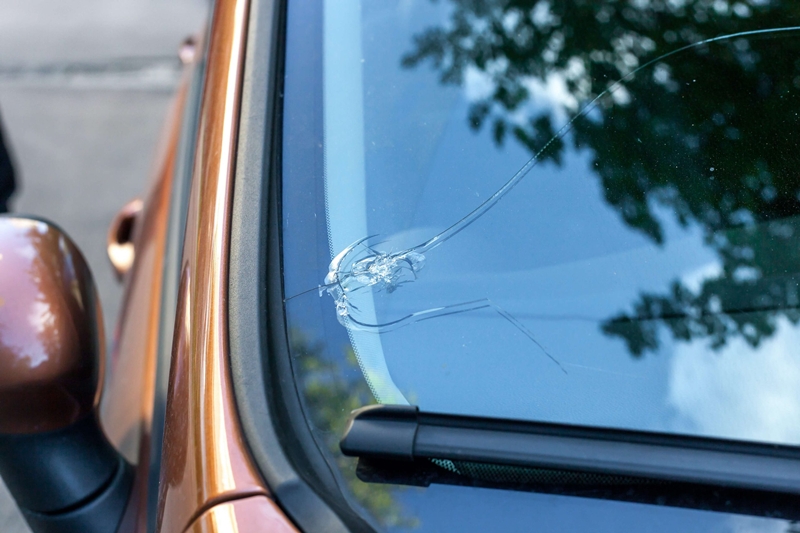 chipped and cracked windshield